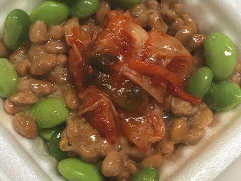 枝豆とキムチのおつまみ納豆